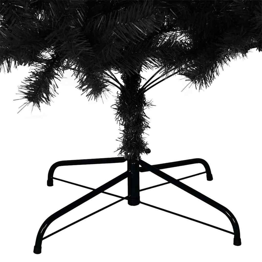Kunstkerstbomen met LED -striplichten Zwart 180 cm PVC