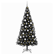 Kunstkerstbomen met LED -striplichten Zwart 180 cm PVC