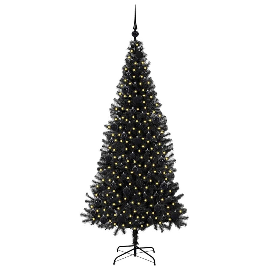 Kerstboom met 300 LED met standaard Zwart 180 cm PVC