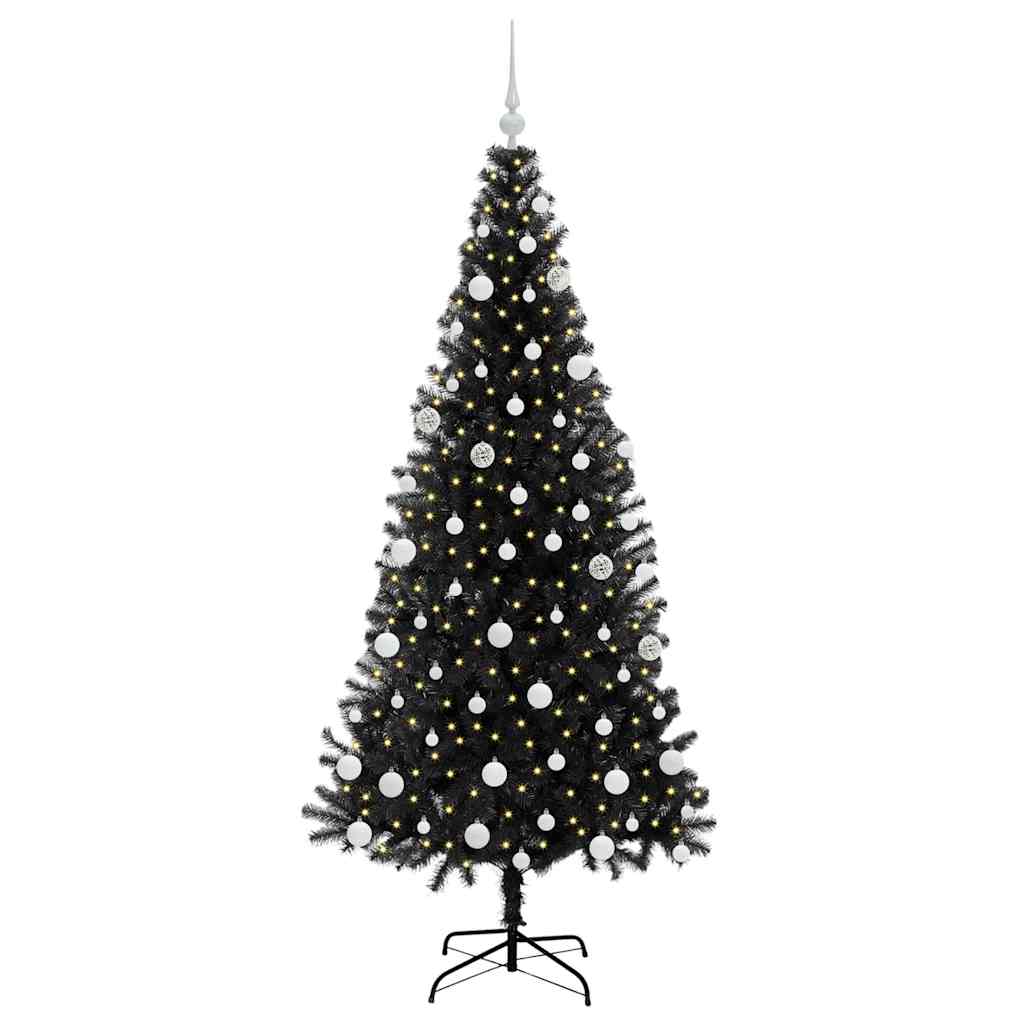 Kerstboom met 300 LED met standaard Zwart 180 cm PVC