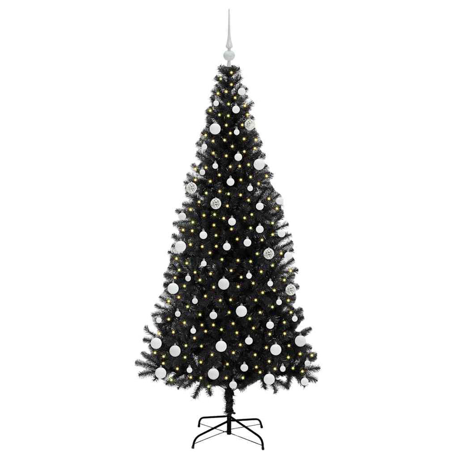 Kerstboom met 300 LED met standaard Zwart 180 cm PVC