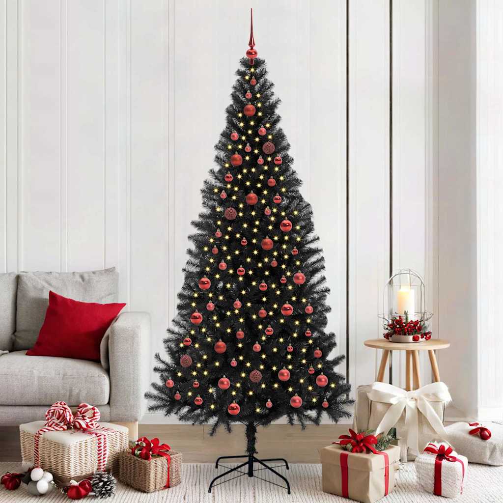 Kerstboom met 300 LED met standaard Zwart 210 cm PVC