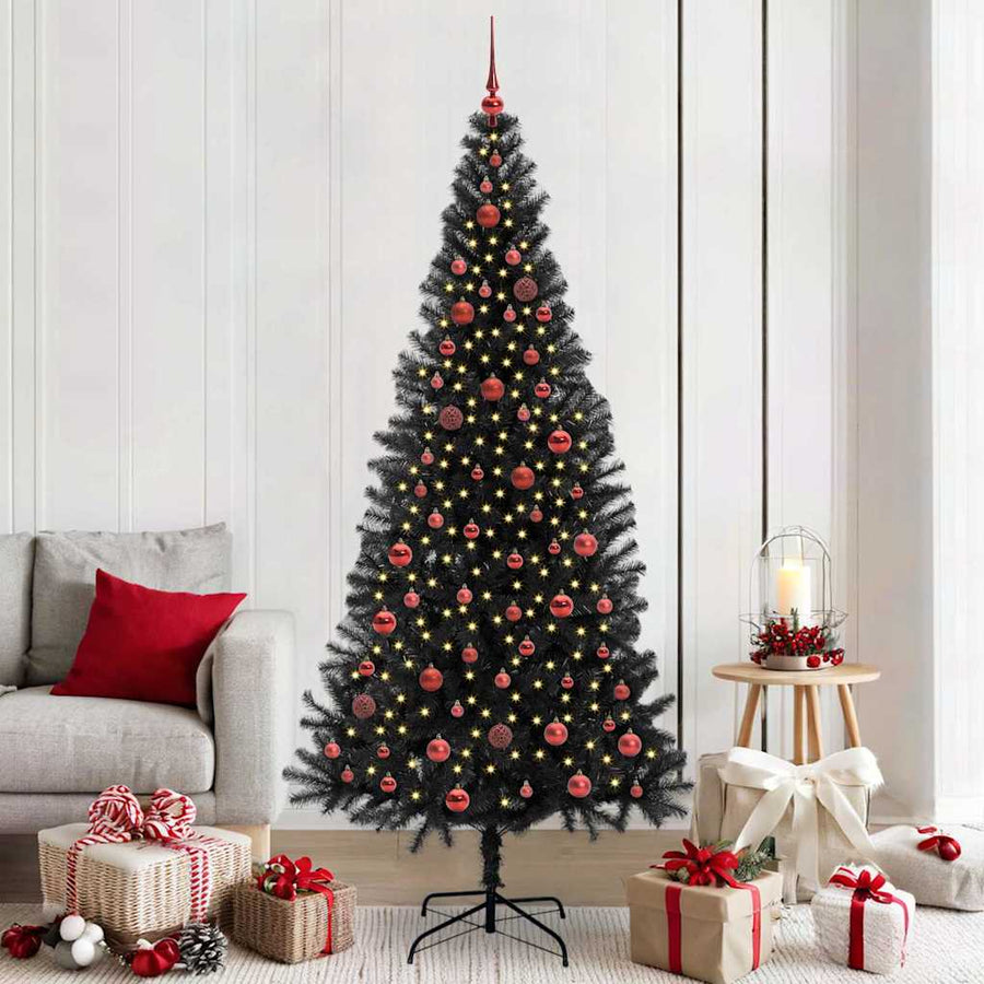 Kerstboom met 300 LED met standaard Zwart 210 cm PVC