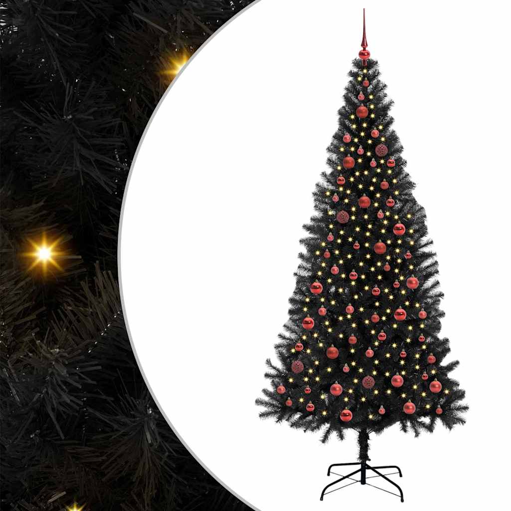 Kerstboom met 300 LED met standaard Zwart 210 cm PVC