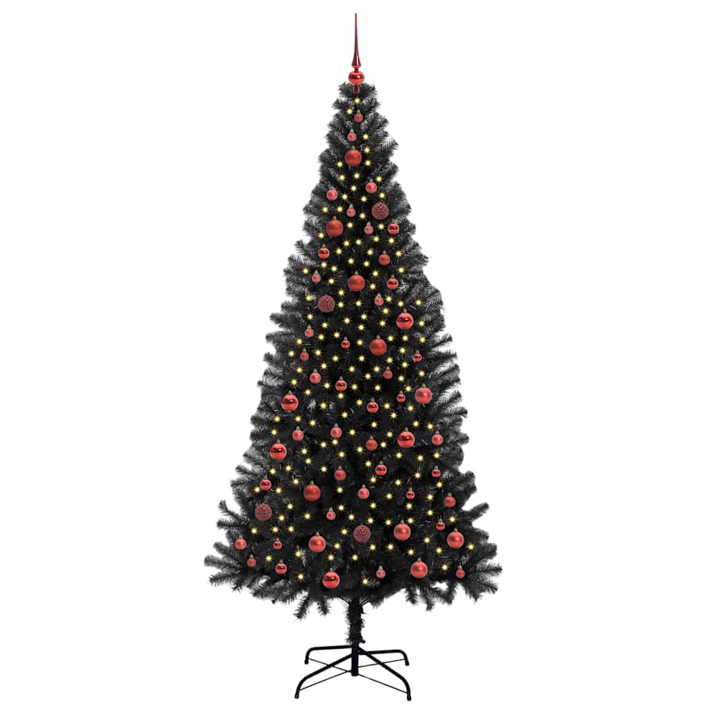 Kerstboom met 300 LED met standaard Zwart 210 cm PVC