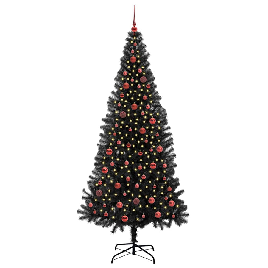 Kerstboom met 300 LED met standaard Zwart 210 cm PVC