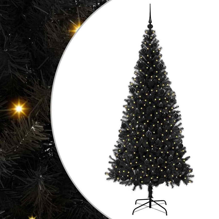 Kerstboom met 300 LED met standaard Zwart 210 cm PVC