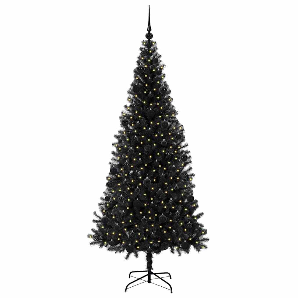 Kerstboom met 300 LED met standaard Zwart 210 cm PVC