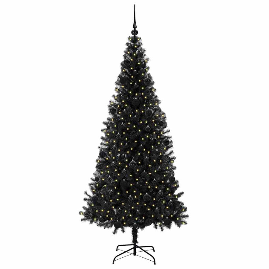 Kerstboom met 300 LED met standaard Zwart 210 cm PVC
