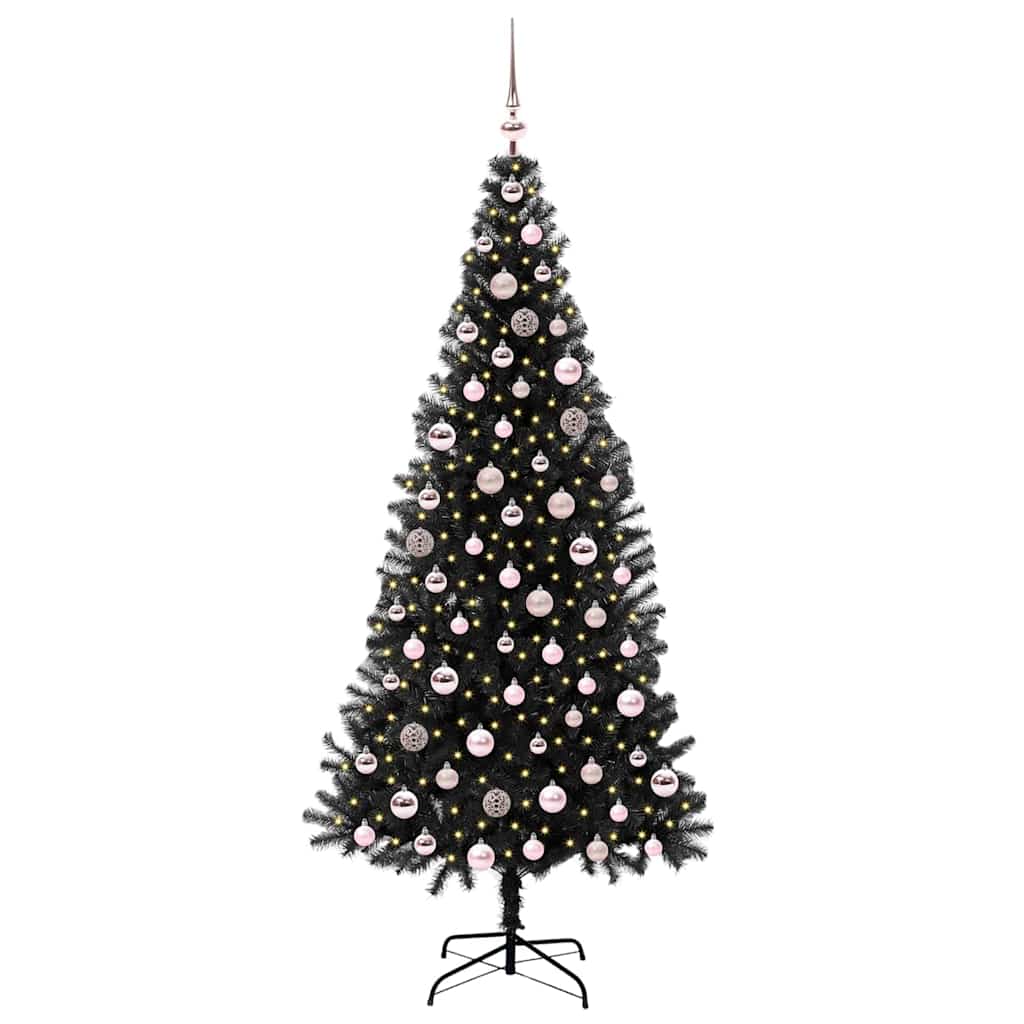 Kerstboom met 300 LED met standaard Zwart 210 cm PVC