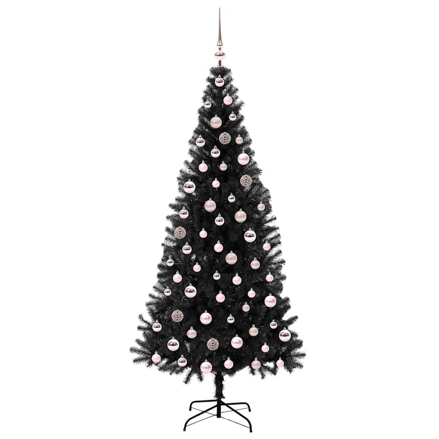 Kerstboom met 300 LED met standaard Zwart 210 cm PVC