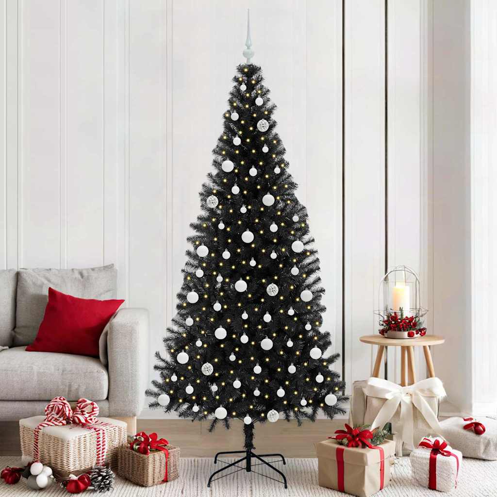Kerstboom met 300 LED met standaard Zwart 210 cm PVC