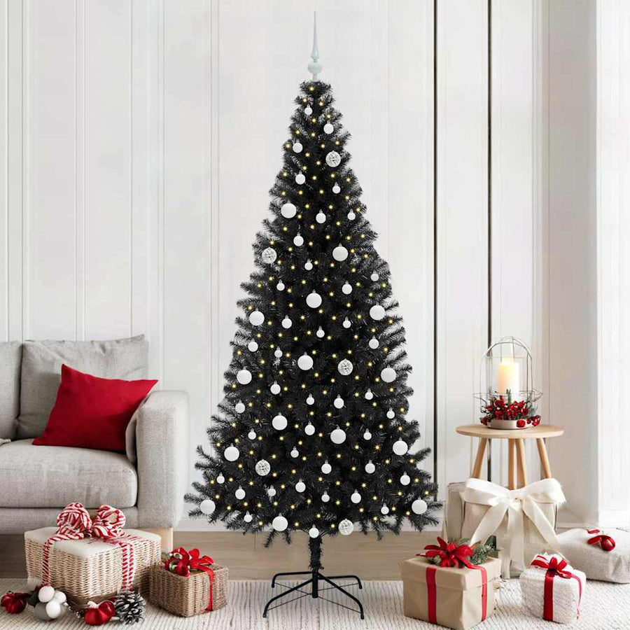 Kerstboom met 300 LED met standaard Zwart 210 cm PVC