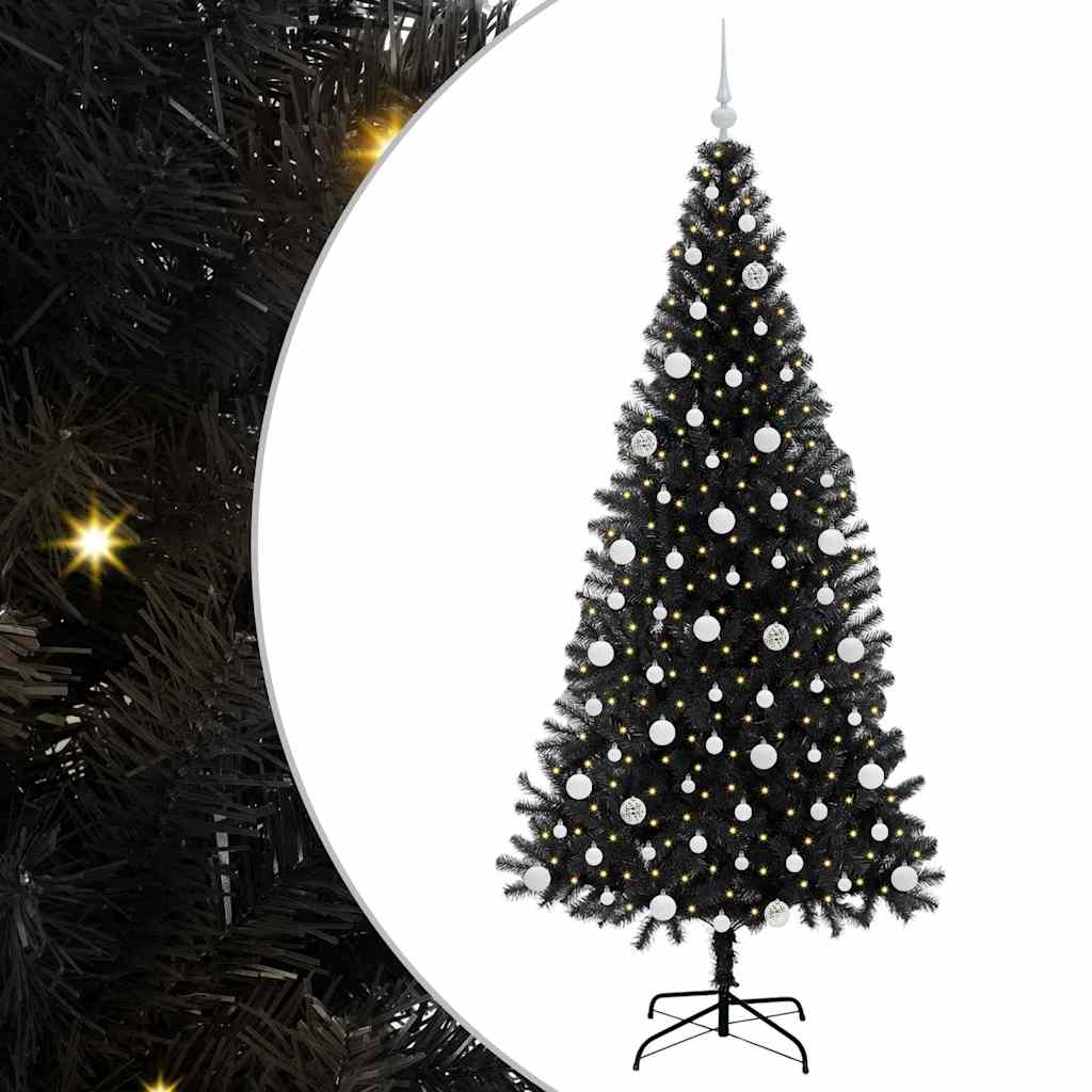 Kerstboom met 300 LED met standaard Zwart 210 cm PVC