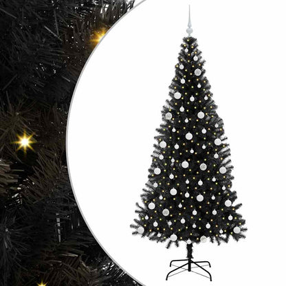 Kerstboom met 300 LED met standaard Zwart 210 cm PVC