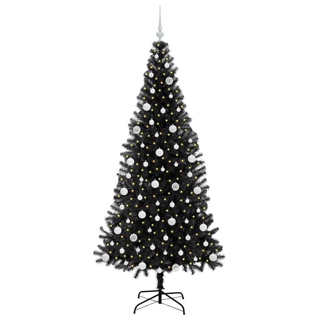 Kerstboom met 300 LED met standaard Zwart 210 cm PVC