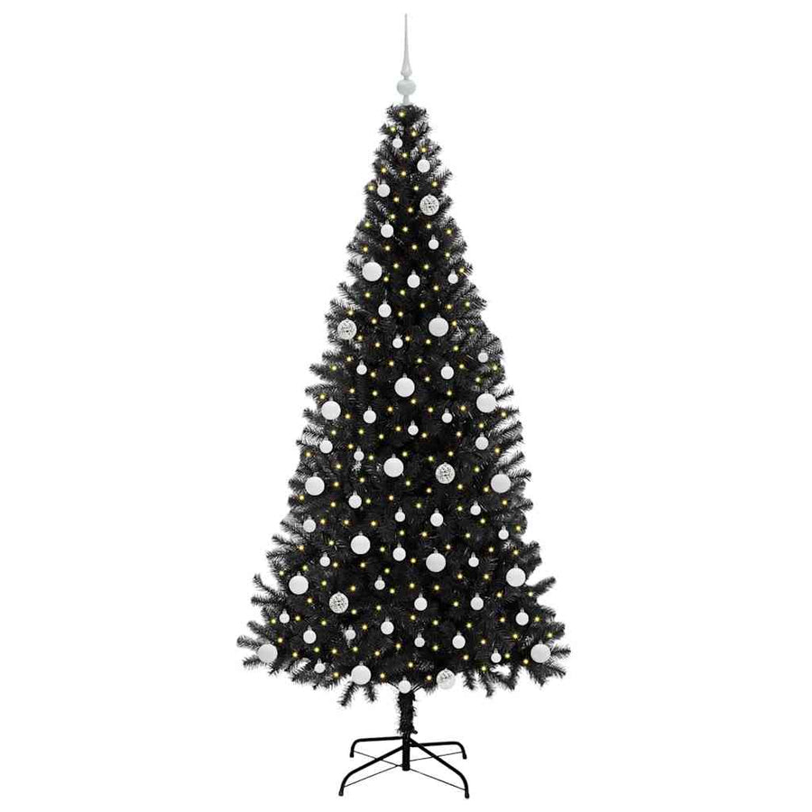 Kerstboom met 300 LED met standaard Zwart 210 cm PVC