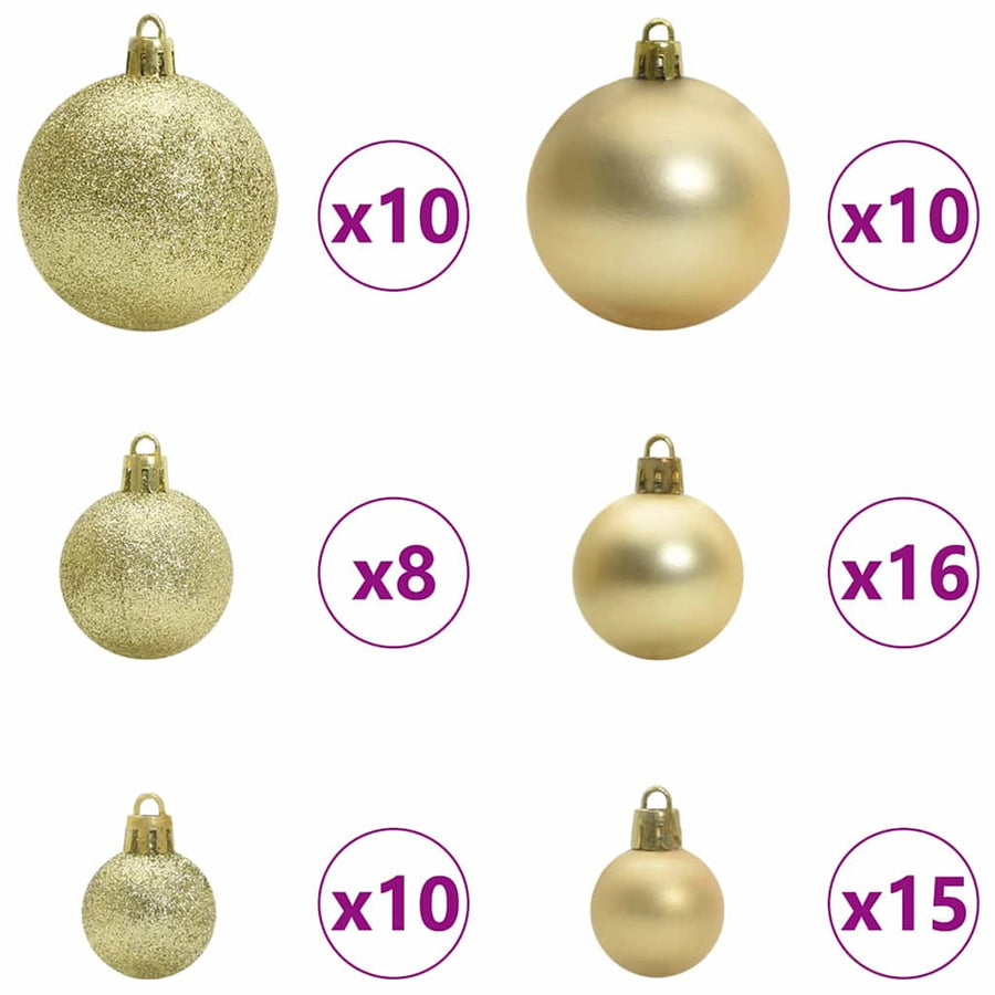 Kerstboom Met 300 Led Met Standaard Pvc Zwart 210 cm met LED's &gouden ballen