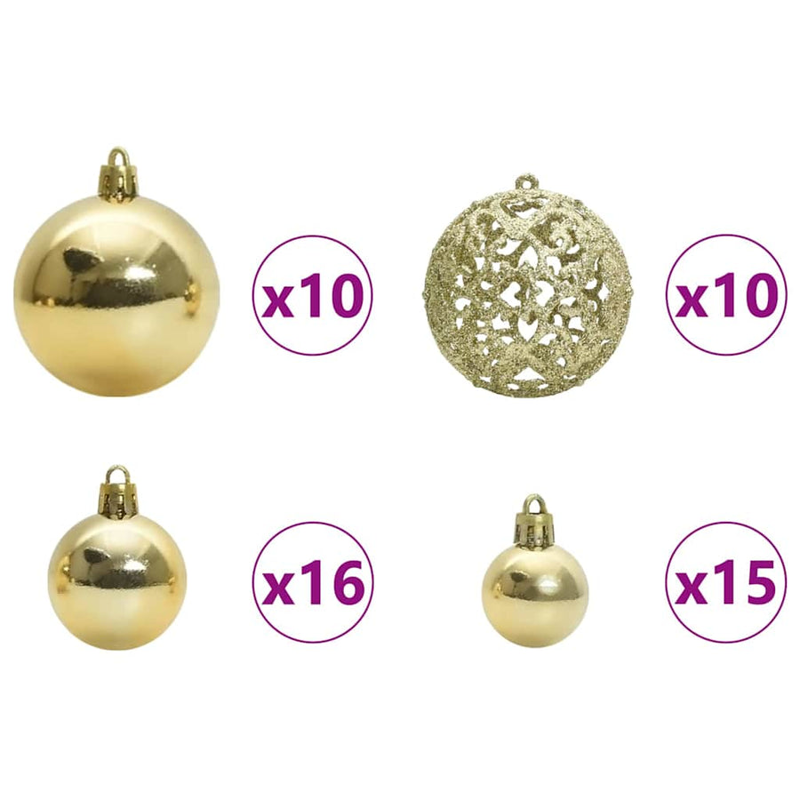 Kerstboom Met 300 Led Met Standaard Pvc Zwart 210 cm met LED's &gouden ballen