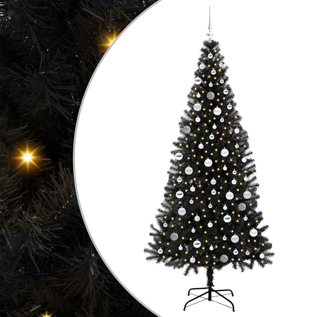 Kerstboom met 300 LED met standaard Zwart 210 cm PVC