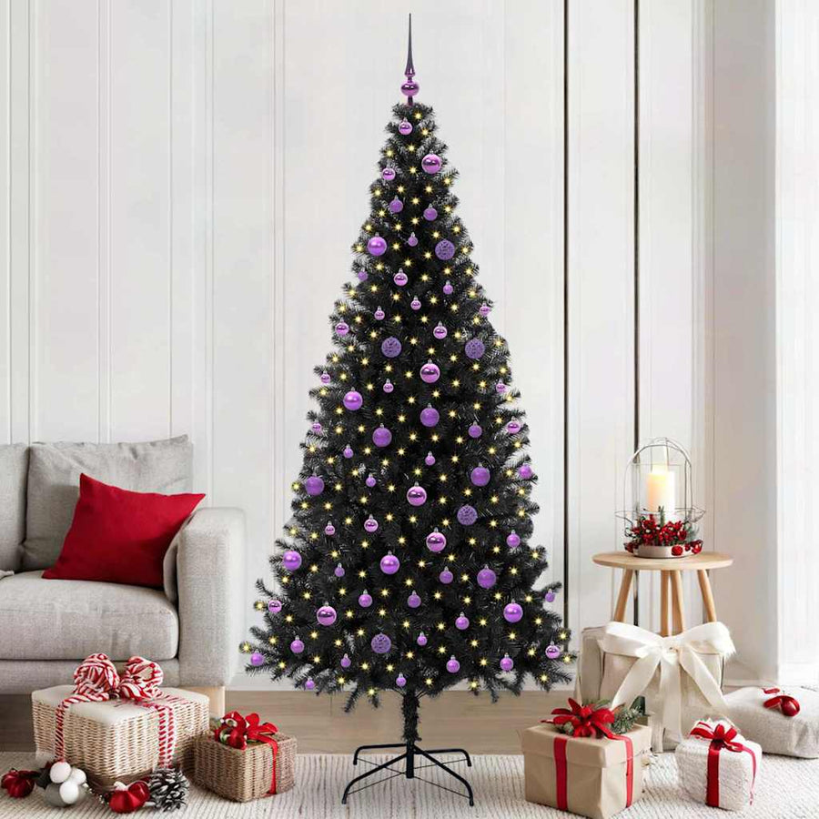 Kerstboom met 300 LED met standaard Zwart 210 cm PVC