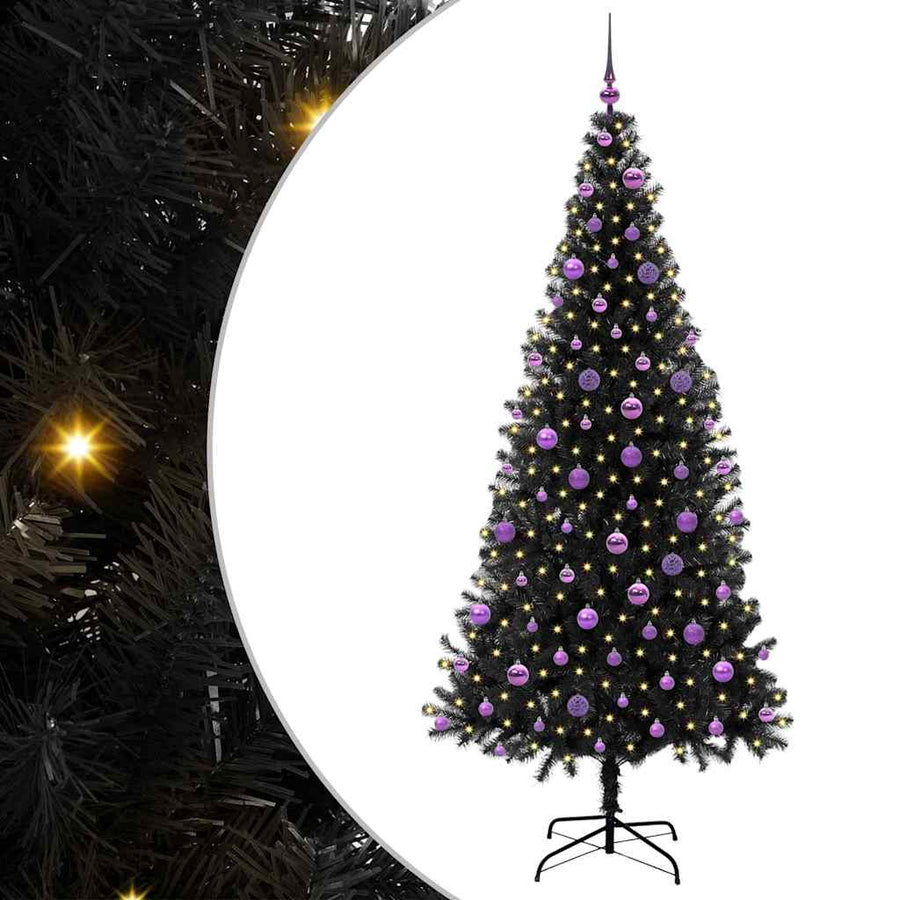 Kerstboom met 300 LED met standaard Zwart 210 cm PVC