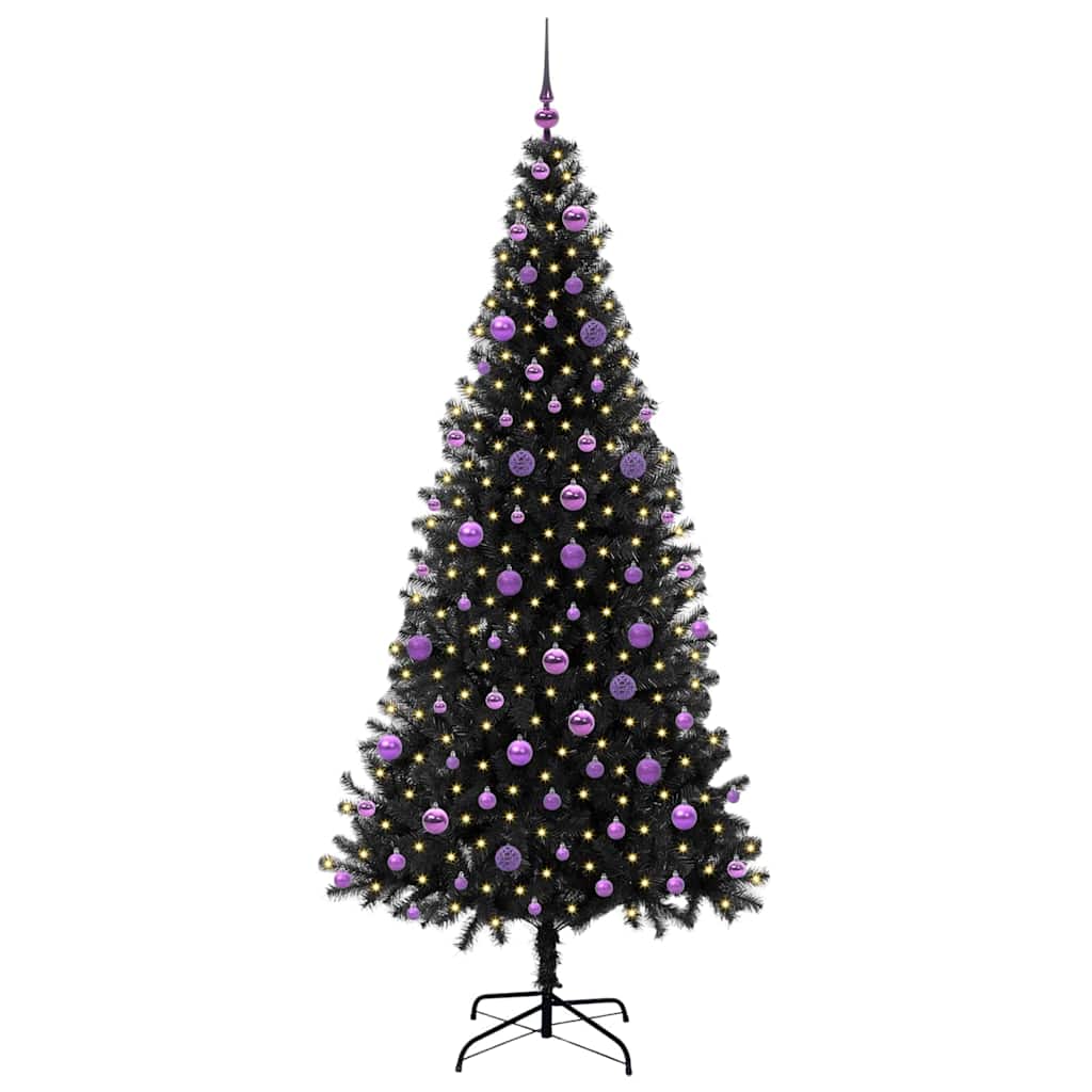 Kerstboom met 300 LED met standaard Zwart 210 cm PVC
