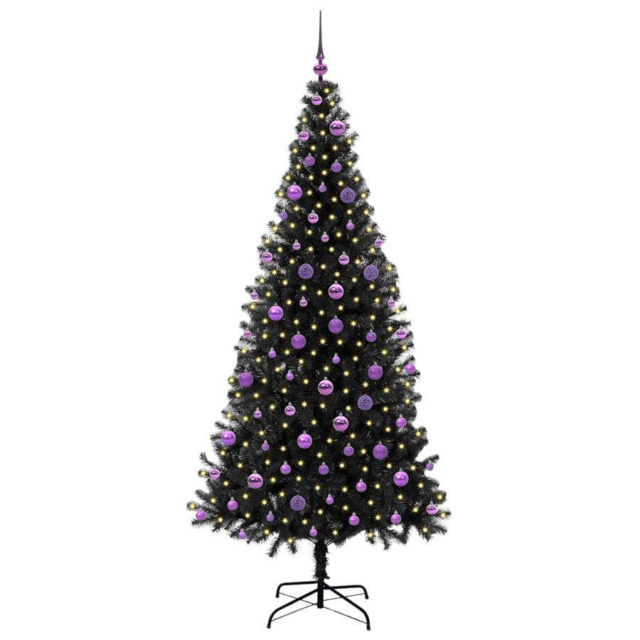 Kerstboom met 300 LED met standaard Zwart 210 cm PVC