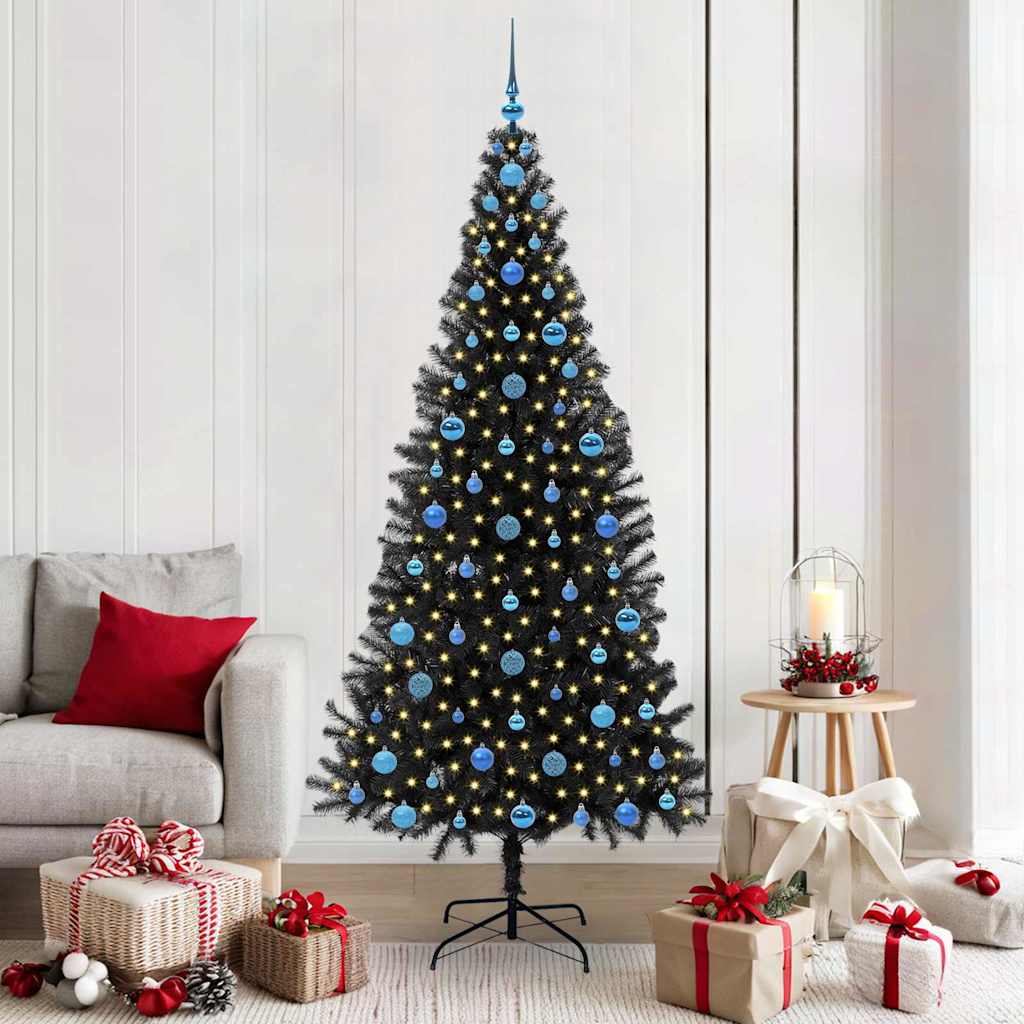 Kerstboom met 300 LED met standaard Zwart 210 cm PVC