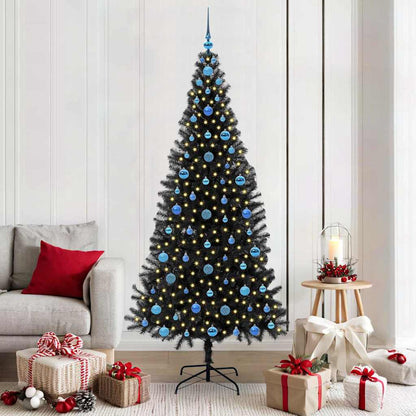 Kerstboom met 300 LED met standaard Zwart 210 cm PVC