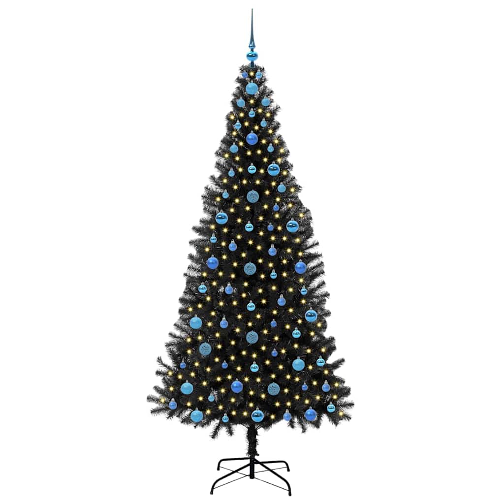 Kerstboom met 300 LED met standaard Zwart 210 cm PVC