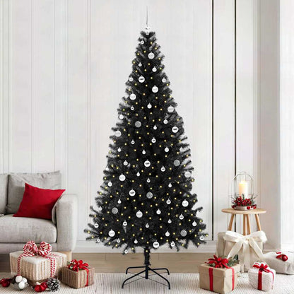 Kerstboom met 300 LED met standaard Zwart 240 cm PVC