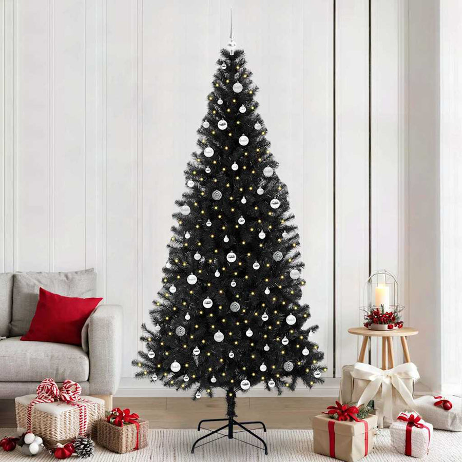 Kerstboom met 300 LED met standaard Zwart 240 cm PVC