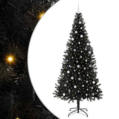 Kerstboom met 300 LED met standaard Zwart 240 cm PVC