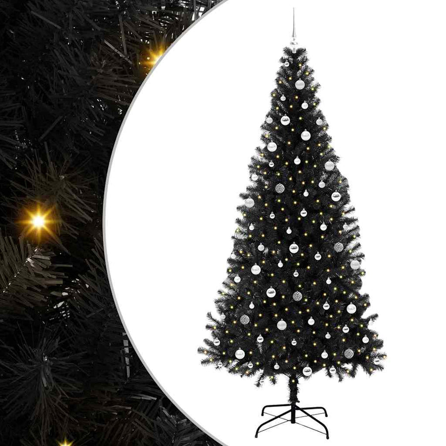 Kerstboom met 300 LED met standaard Zwart 240 cm PVC