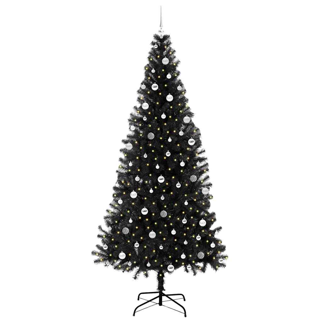 Kerstboom met 300 LED met standaard Zwart 240 cm PVC