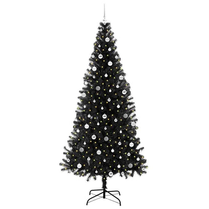 Kerstboom met 300 LED met standaard Zwart 240 cm PVC