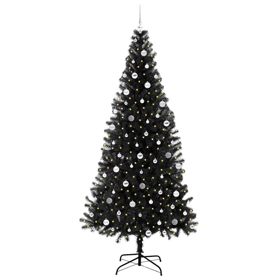Kerstboom met 300 LED met standaard Zwart 240 cm PVC