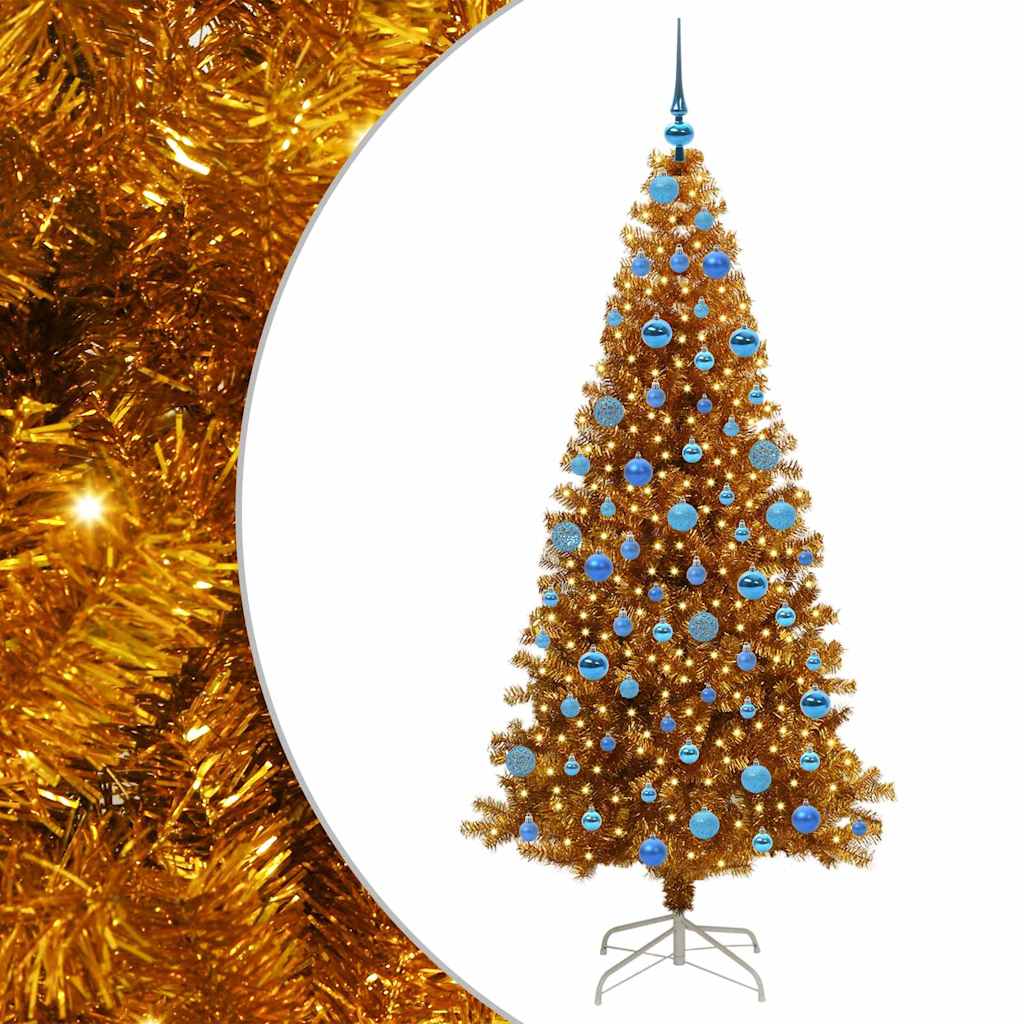 Kerstboom met 300 LED met standaard Goud 180 cm PET