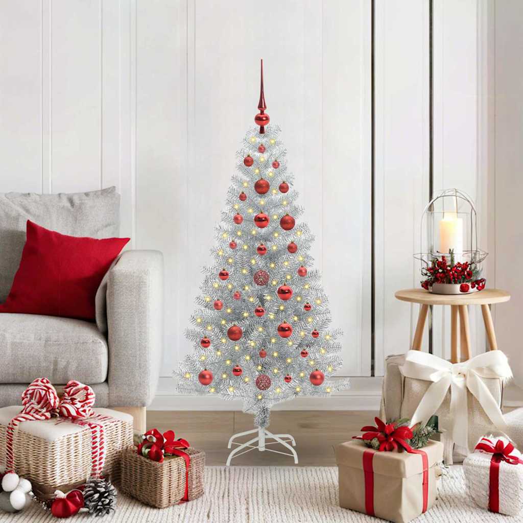 Kerstboom Met 150 Led Met Standaard Zilver 120 Cm Pet Goud