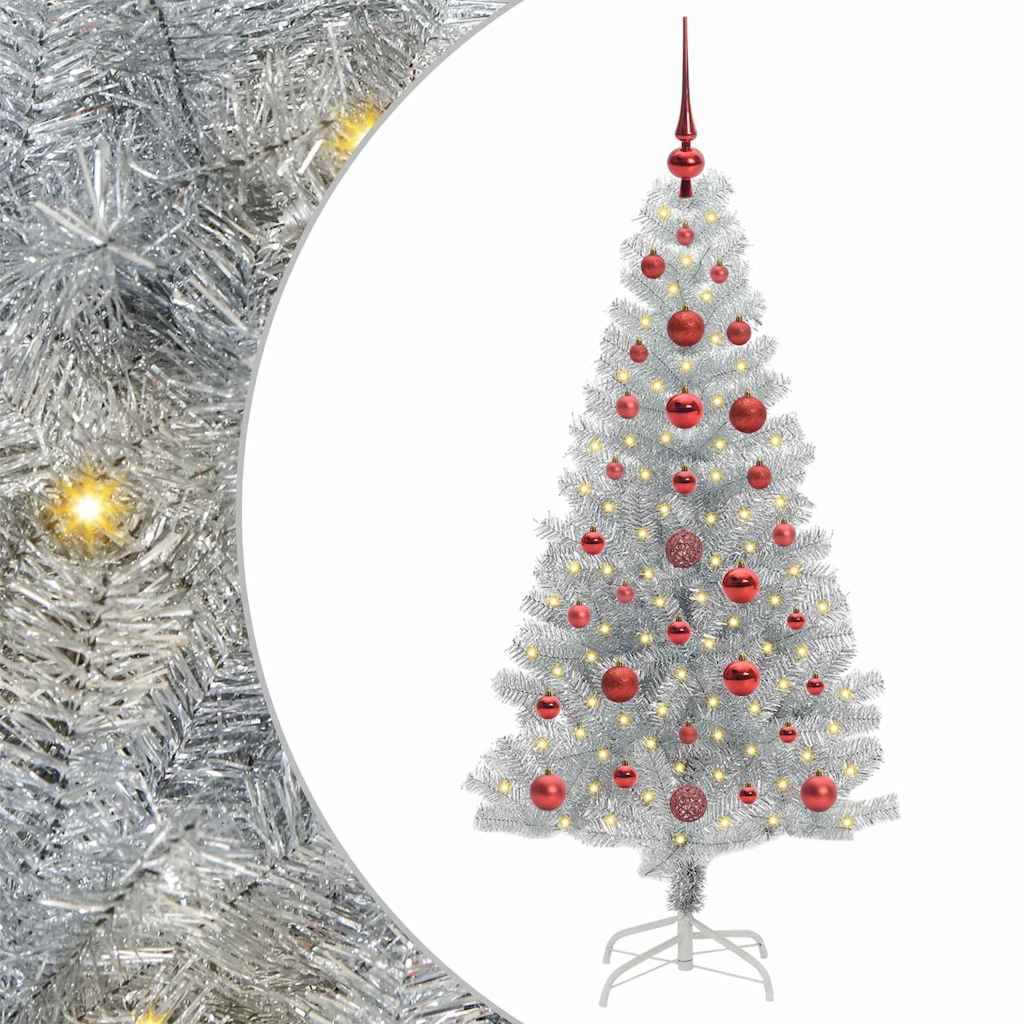 Kerstboom Met 150 Led Met Standaard Zilver 120 Cm Pet Goud
