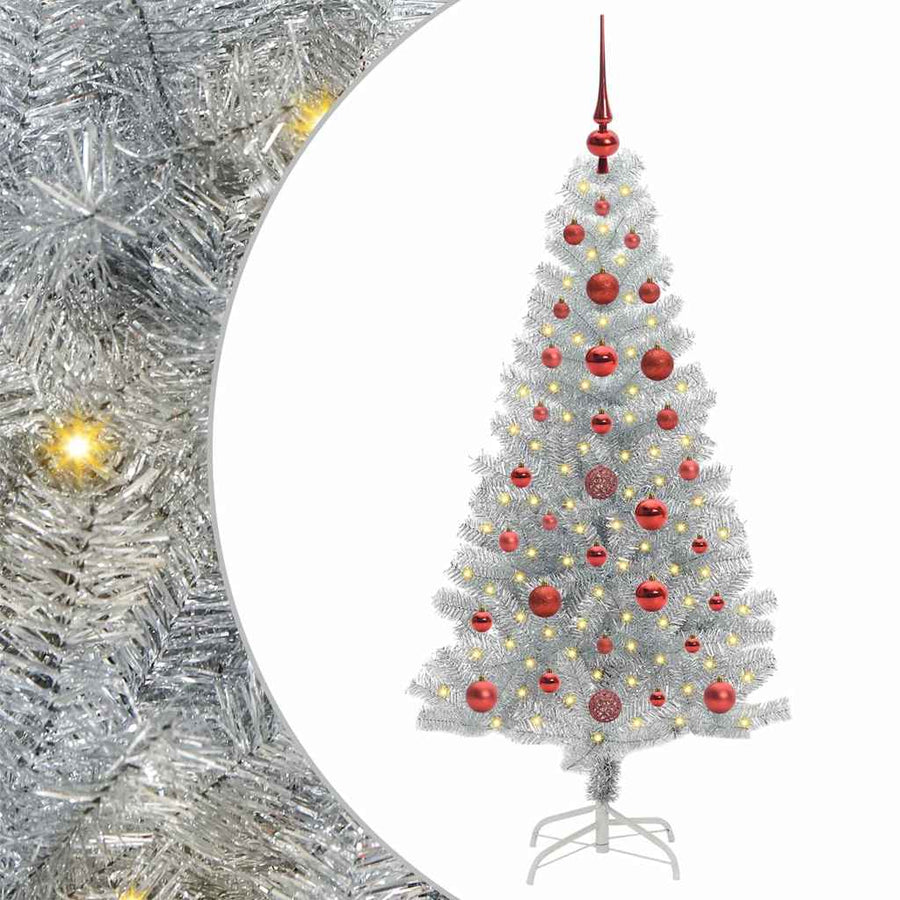 Kerstboom Met 150 Led Met Standaard Zilver 120 Cm Pet Goud