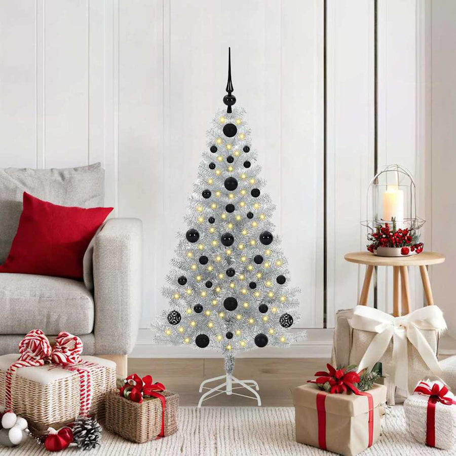 Kerstboom Met 150 Led Met Standaard Zilver 120 Cm Pet Goud