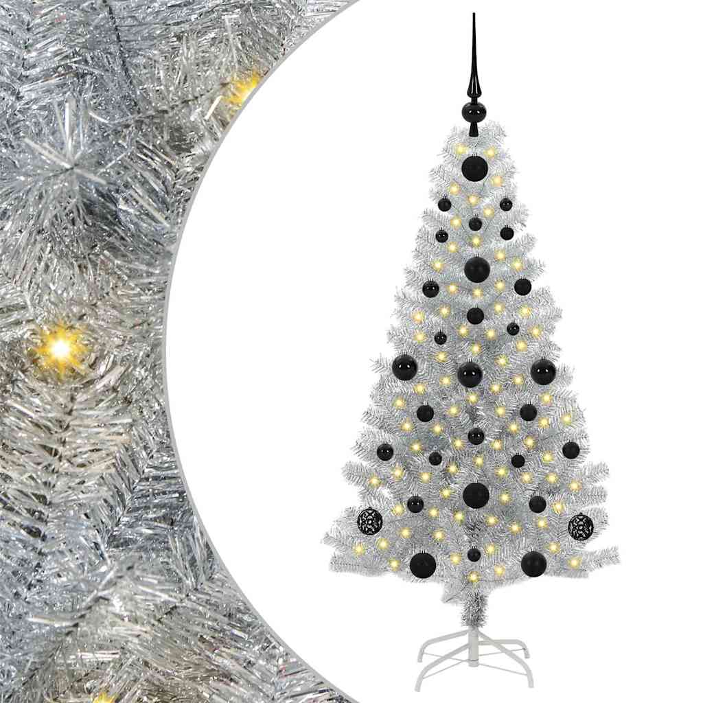 Kerstboom Met 150 Led Met Standaard Zilver 120 Cm Pet Goud