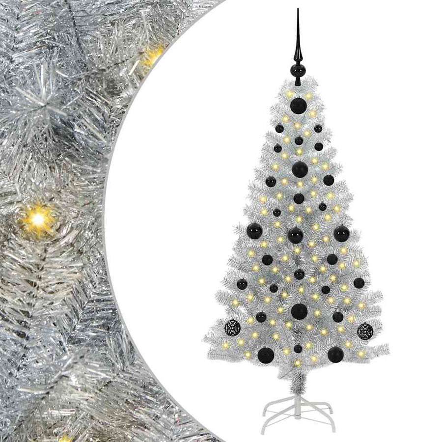 Kerstboom Met 150 Led Met Standaard Zilver 120 Cm Pet Goud