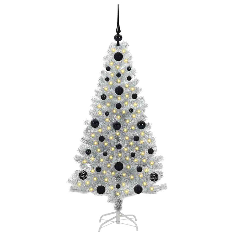 Kerstboom Met 150 Led Met Standaard Zilver 120 Cm Pet Goud