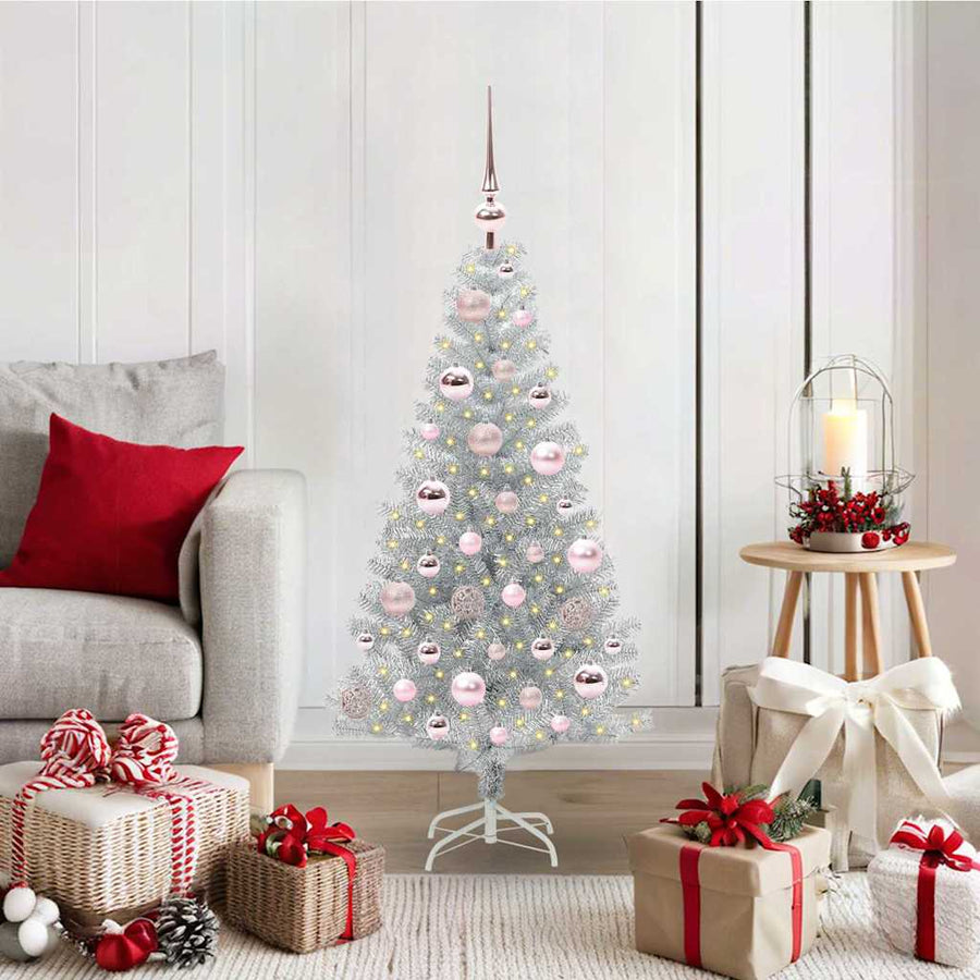 Kerstboom Met 150 Led Met Standaard Zilver 120 Cm Pet Goud