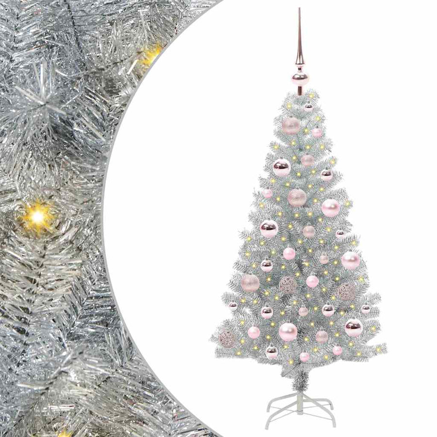 Kerstboom Met 150 Led Met Standaard Zilver 120 Cm Pet Goud
