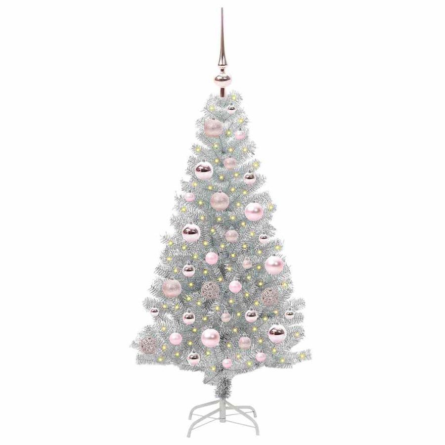 Kerstboom Met 150 Led Met Standaard Zilver 120 Cm Pet Goud