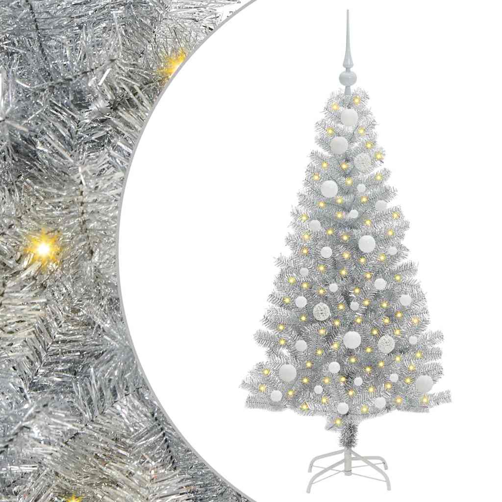 Kerstboom Met 150 Led Met Standaard Zilver 120 Cm Pet Goud